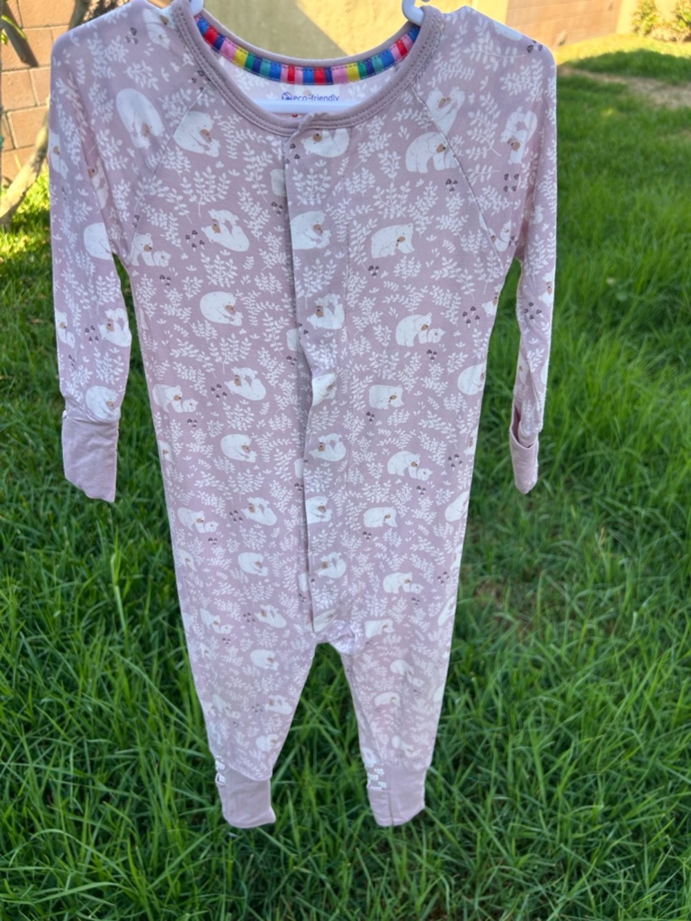 Magnetic Me Mauve Pink Bear Print Footie Pajamas